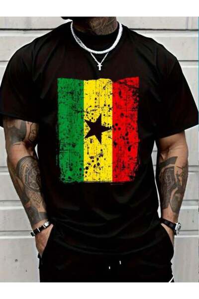 799 100% Cotton Faded Flag, Distressed Flag Of Ghana T-Shirt Casual Short Sle...