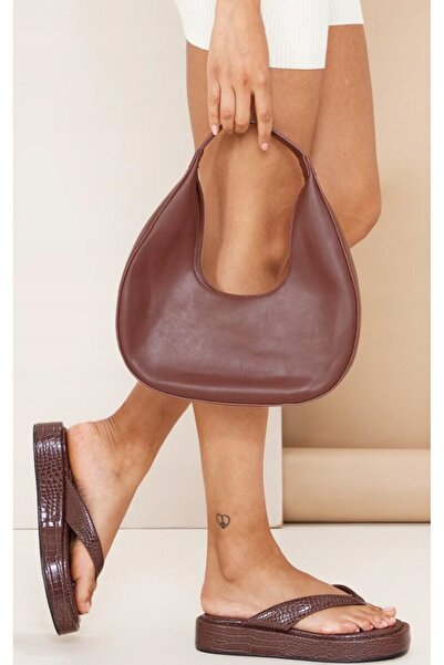 NO BRAND Prettylittlething Japonki Bronze Șlapi cu imprimeu piele de șarpe 36