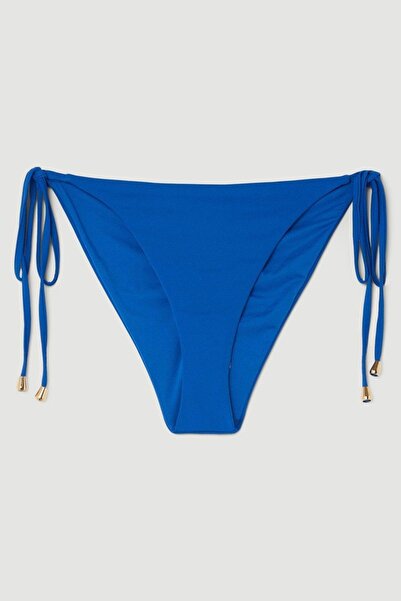 NO BRAND Slip de bikini cobalt, cu șnur și încrețit, ținută Karen Mellen, măr...