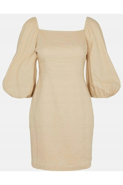 NO BRAND Rochie mini bej cu fustă balon, depozit 42