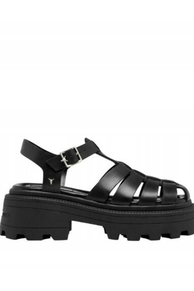NO BRAND Sandale negre cu platformă, închidere cu cataramă, Windsorsmith 36