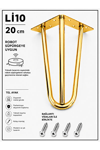 Store MİL AYAK METAL 3 BORU 20 CM , GOLD KAPLAMA MOBİLYA,TV ÜNİTESİ,DOLAP,KOL...