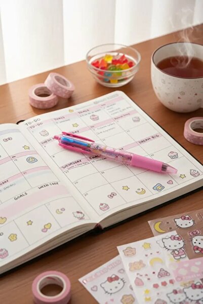 Sanrio Hello Kitty Sanrio Lisanslı Hello Kitty Tatlı Fabrikası 4 Renkli Kalem...