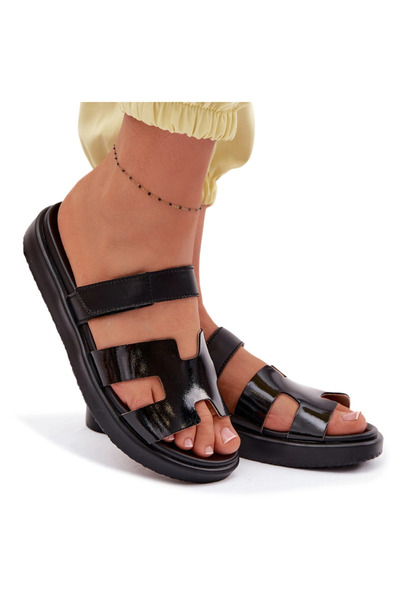 BOTO Pantofi de damă din piele, tip slip-on, negri, Lemela 36