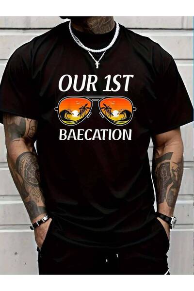 45 BPM تي شيرت قطني 100% بتصميم متطابق للأزواج 'عطلتنا الأولى 2026' للرجال وا...
