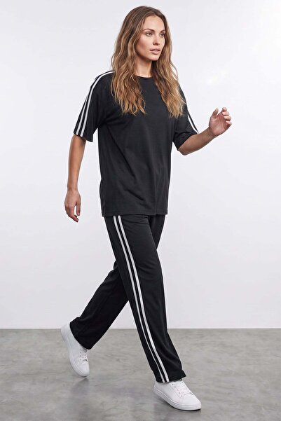 Fulla Moda Side Striped Crew Neck Modal 2-Piece Set
