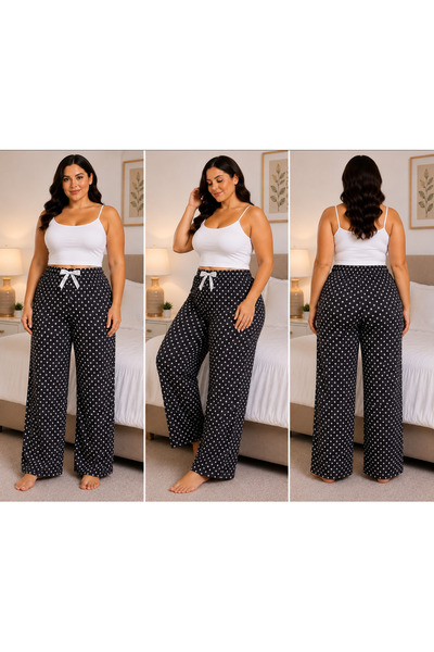 Lady Queen بنطلون بيجامة من الليكرا والفسكوز مقاس كبير 6020