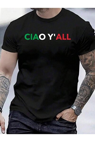 4CR تي شيرت قطني 100% بتصميم 'Ciao Y'all' (عبارة إيطالية) للرجال والنساء، قمص...