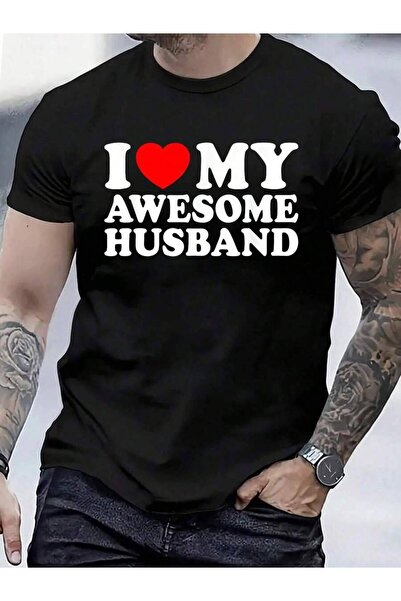 45 BPM تي شيرت 100% قطن مطبوع عليه I Love My Awesome Husband للرجال والنساء، ...