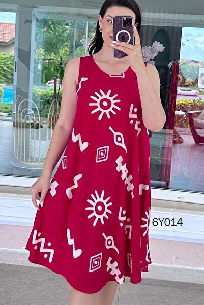 İnce Topuk Crew Neck Zero Sleeve Viscose Dress