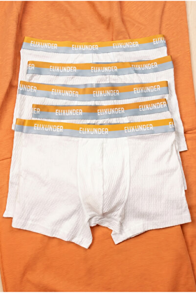 Elixunder 10'lu Beyaz Erkek Boxer Terletmez Nefes Alabilen Pamuklu Boxer