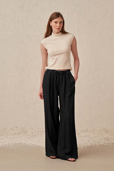 ALLDAY Black-Beli Elastic Denim Trousers