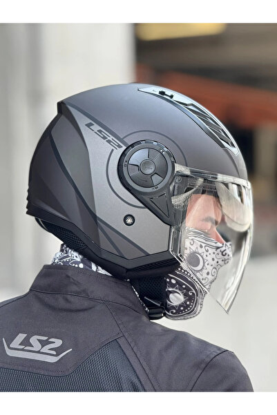 LS2 AIRFLOW 2 COVER MAT SİYAH-GRİ KASK (ŞEFFAF VİZÖR)