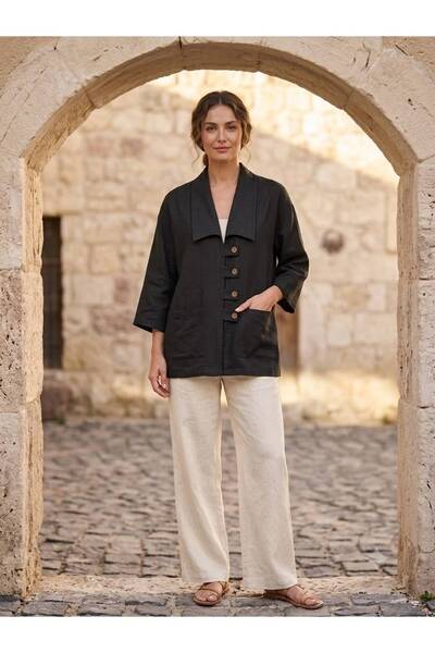 Han Tekstil Collection etamin dokuma kadın ince yazlık ceket