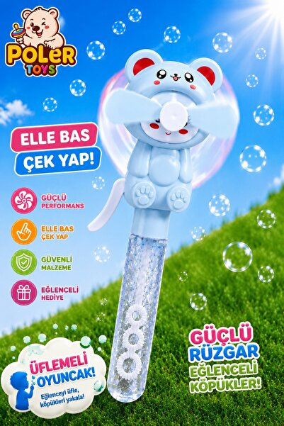 POLER TOYS Manuel Figürlü Fan Hem Üflemeli Hem Fan Çeşitli Figürlü sıvılı Üfl...