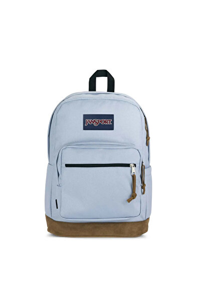 Jansport 【موسم المدارس】حقيبة مدرسية كلاسيكية ملونة مع جيب جلدي للكمبيوتر، حقي...