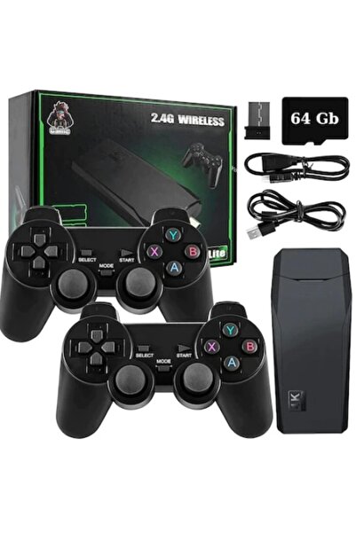 FOXMAG24 Consolă de jocuri tip stick cu 10.000 de jocuri, 2 controlere wirele...