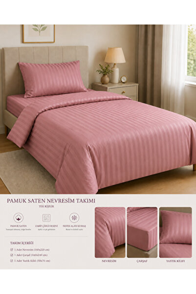 Vintero Home Single 100% Cotton Satin Duvet Cover Set 160X220 cm