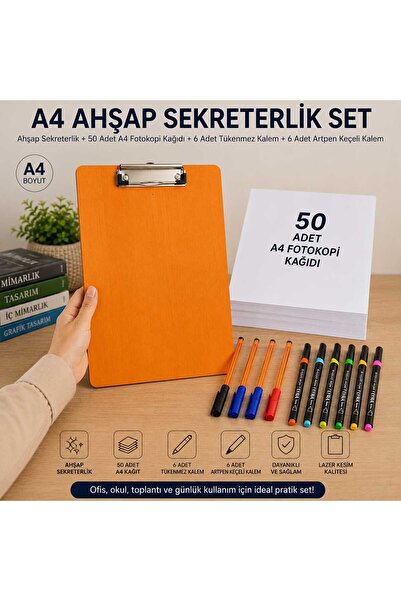Proton Orange A4 Wooden Secretarial Set 3 mm Mdf |   50 Sheets of A4 Copy Pap...