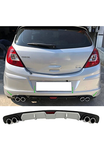 HasAkman Opel Corsa D Gri Difüzör 4 Krom Egzoz Görünümlü Difizör Arka Ek Body...