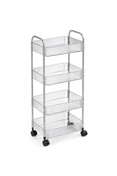 ECARLA Etajeră pe roți, 4 rafturi, Max. 20 kg, Roți cu frână, 33 x 20 x 90 cm...