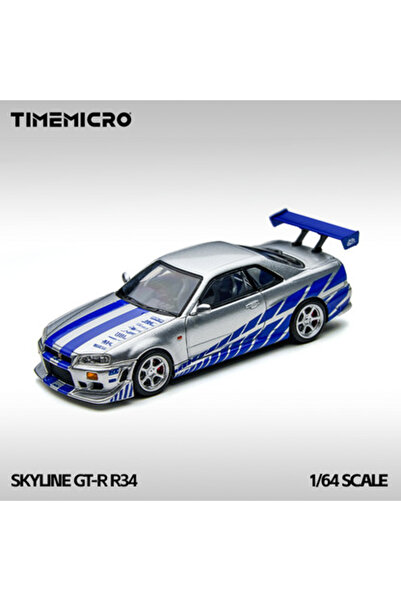 Timemicro Time Micro 1/64 Nissan Skyline Gt-R R34 Silver Blue Fast & Furious ...