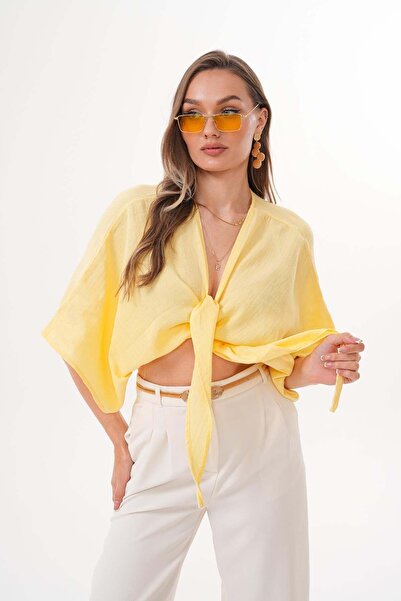 DazzUp Women's Muslin Fabric Tied Bolero