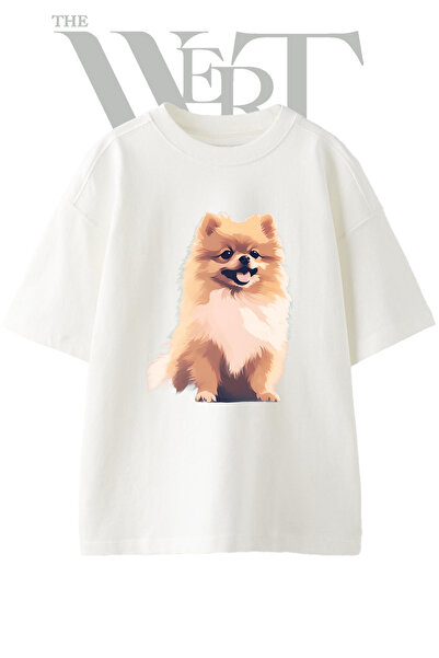 THEWERT Pomeranian dizajn, unisex bela majica sa širokim krojem
