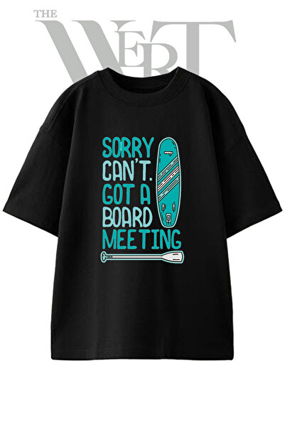 THEWERT Tricou oversize negru unisex cu imprimeu Paddleboard Paddle Design