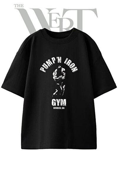 THEWERT Μπλουζάκι Pazulu με σχέδιο στάμπας στα μανίκια, Unisex, μαύρο, oversized