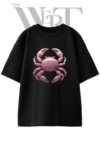 THEWERT Μπλουζάκι Unisex με σχέδιο Diamond Crab, μαύρο, oversized