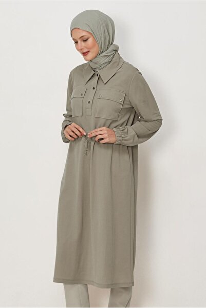 Alvina Shirt Collar Sweatshirt Tunic 46768