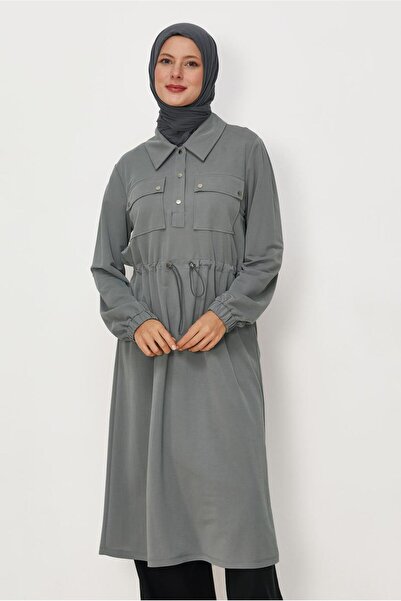 Alvina Shirt Collar Sweatshirt Tunic 46768