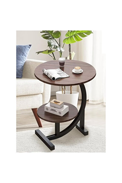 KEKE C-Shaped End Table with 2-Tier Storage, Round Side Table for Living Room...