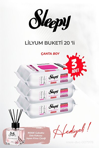 Sleepy 3-Pack Wet Towel Lily Bouquet 20-Pack and Rosie Room Fragrance