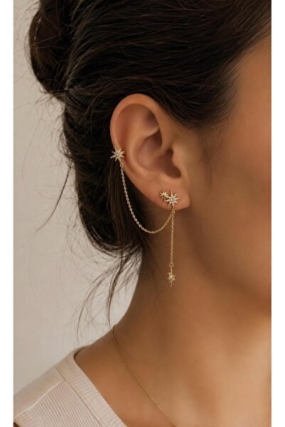 XUPING JEWELRY ÖZEL SERİ Zirkon Taşlı Kutup Yıldızlı 14k Altın Renk Sallantıl...