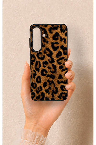 Vip Case Samsung S25Fe Uyumlu Koyu Leopar Deri Desenli Silikon Kılıf