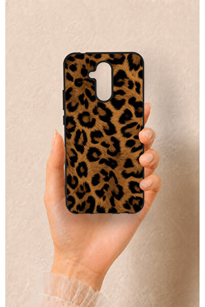 Vip Case Huawei Mate 20 Lite Uyumlu Koyu Leopar Deri Desenli Silikon Kılıf