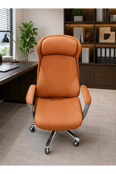 Generic Executive Ergonomic Office Chair with Headrest – Premium Leather Comp...