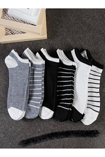 SBA SOCKS 6 Pairs Men's Socks Striped and Solid Color Men's Bootie Socks