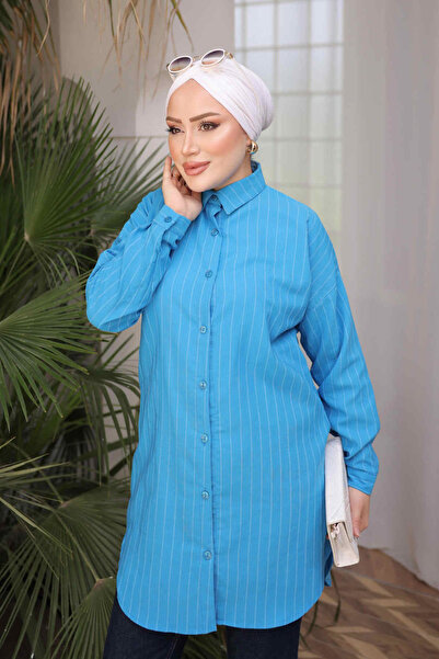 İmajButik Синя раирана туника