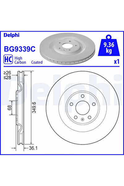 DELPHİ Set Discuri Frana Audi A5/A6 Allroad C8/A6 C8 Audi (Faw) E-Tron 2015-2024