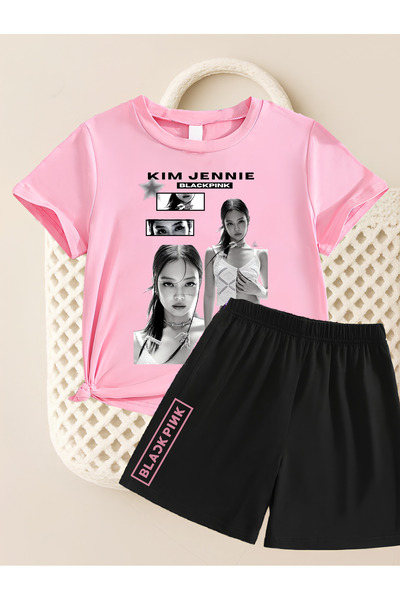 MAGORS Jennie from Blackpink K-Pop Printed Cotton Short Sleeved Children's Ts...