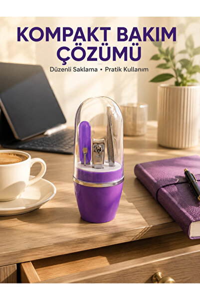 ARMÜZ Purple Nail Care Set Tweezers Scissors File and Nail Clippers