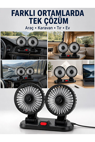 Genel Markalar Araç, Karavan ve Tır İçin Çift Fanlı Mini Vantilatör