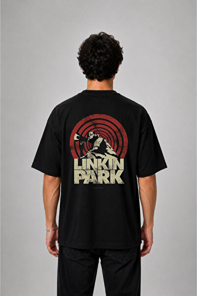 cesita Μπλουζάκι Linkin Park με στάμπα, υπερμεγέθη, βαμβακερό, μαύρο