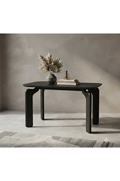 N.zone Modern Rectangular Dining Table with Round Edges and Curved Metal Legs...