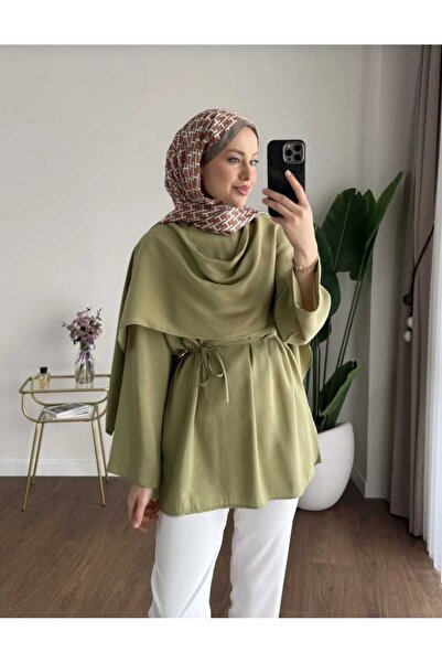MODA VEDAT Women's Tunic with Cape Detail and Waist Drawstring -0450