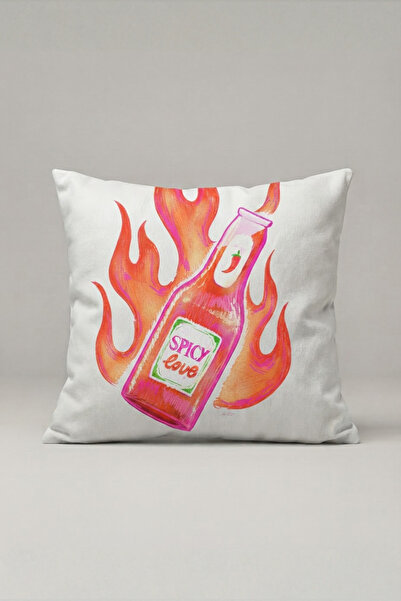 Generic Brand غطاء وسادة منقوش على شكل زجاجة صلصة حارة بتصميم اللهب 108 - تصم...