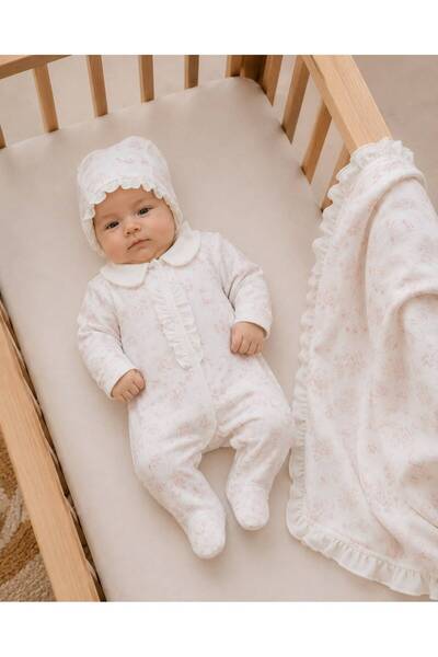 Eda Baby طقم قبعة وبطانية من 3 قطع بتصميم دب تيدي عتيق للفتيات حديثي الولادة